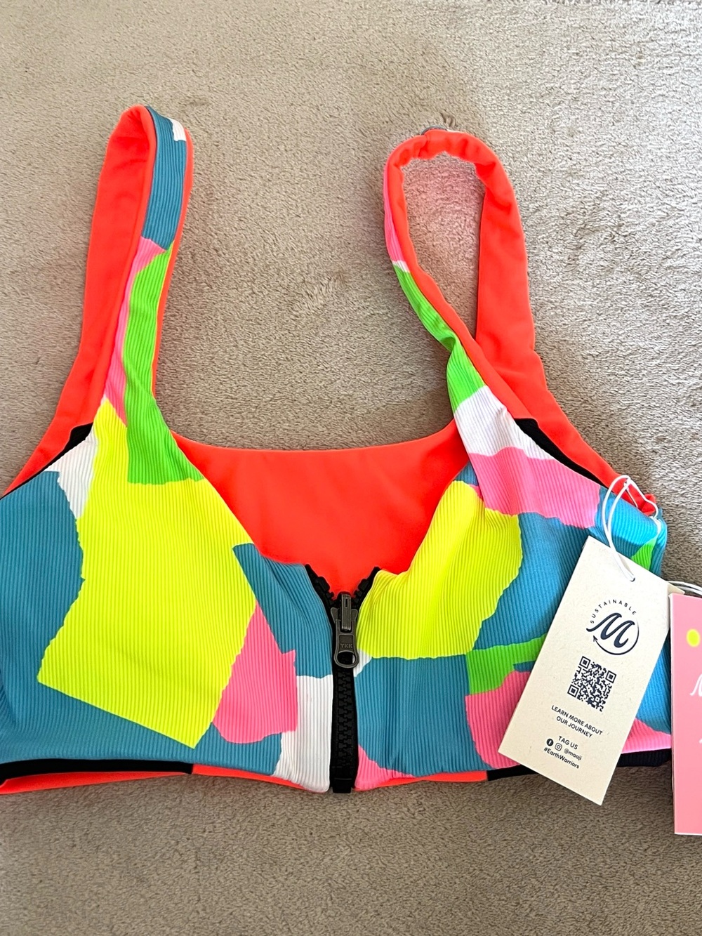 Maaji Ninna Zip Up Reversible Bikini Top Size M